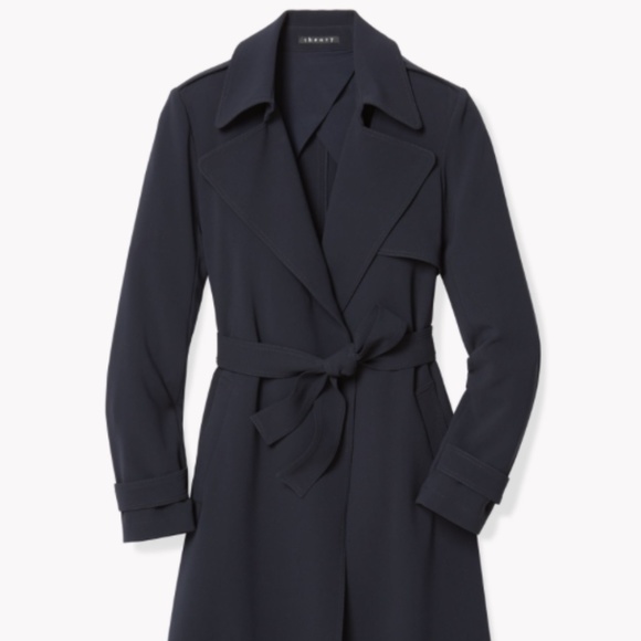THEORY Oaklane Trench Coat in Admiral Crepe - Picture 2 of 2